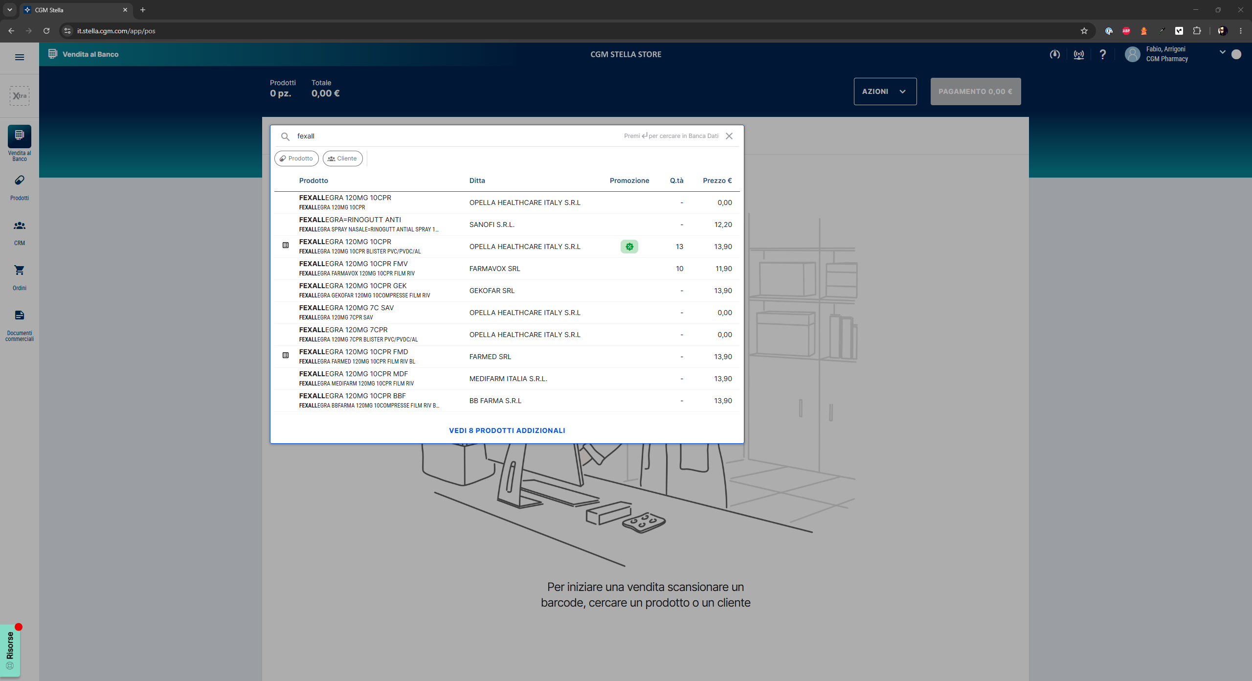 Product search modal